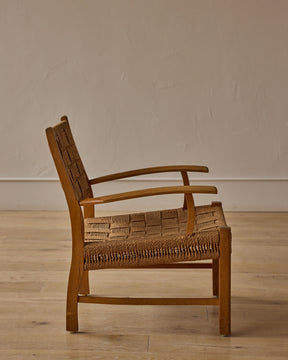 1930s Danish Seagrass Easy Chair by Fritz Hansen