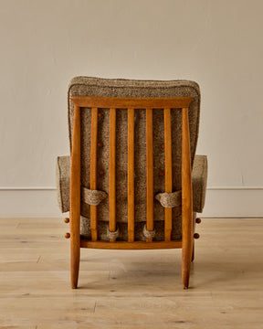 Mid-Century French Oak Armchair by Guillerme and Chambron