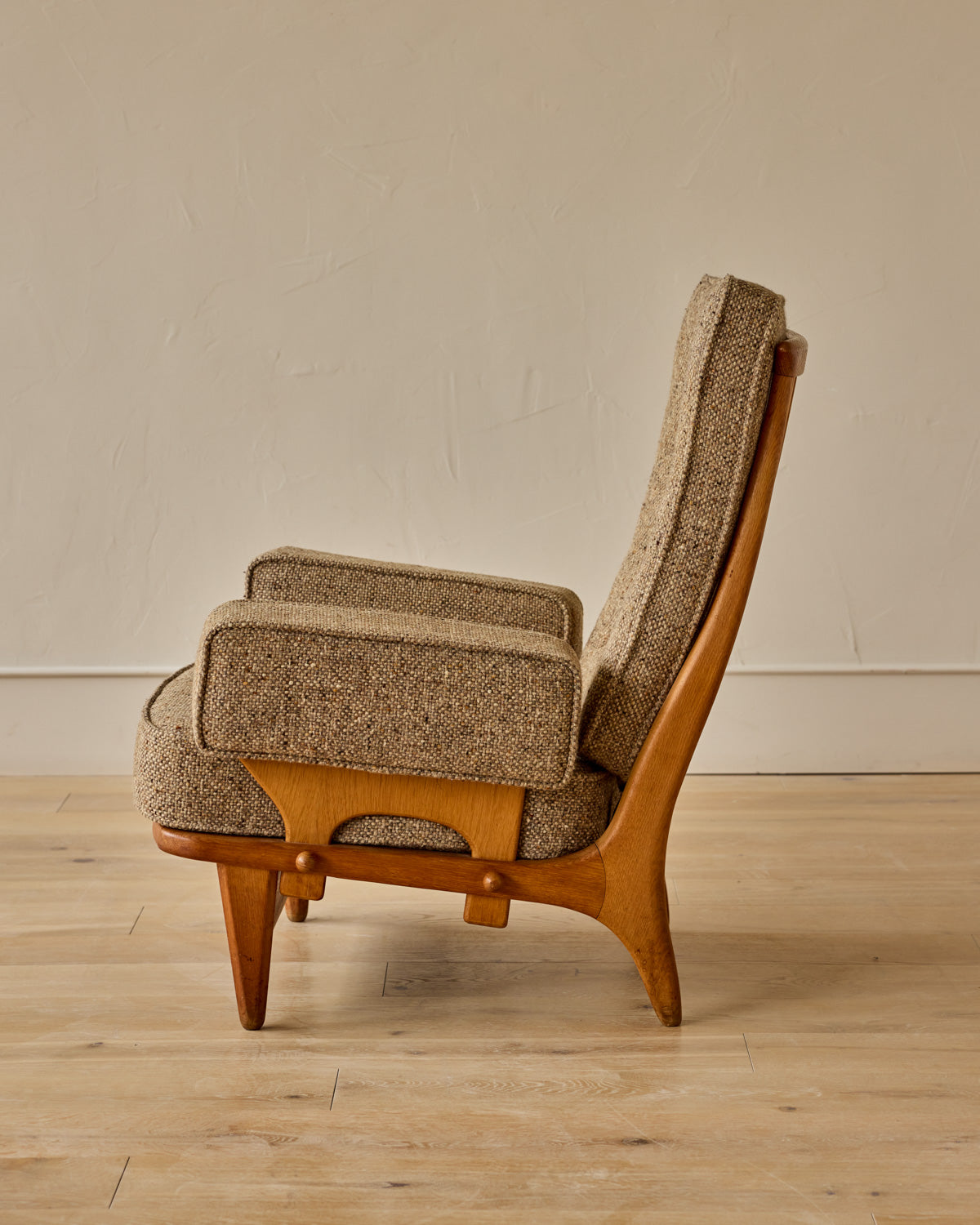 Mid-Century French Oak Armchair by Guillerme and Chambron