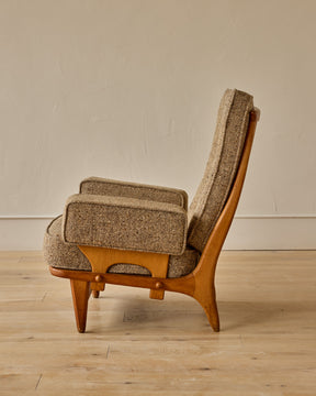Mid-Century French Oak Armchair by Guillerme and Chambron