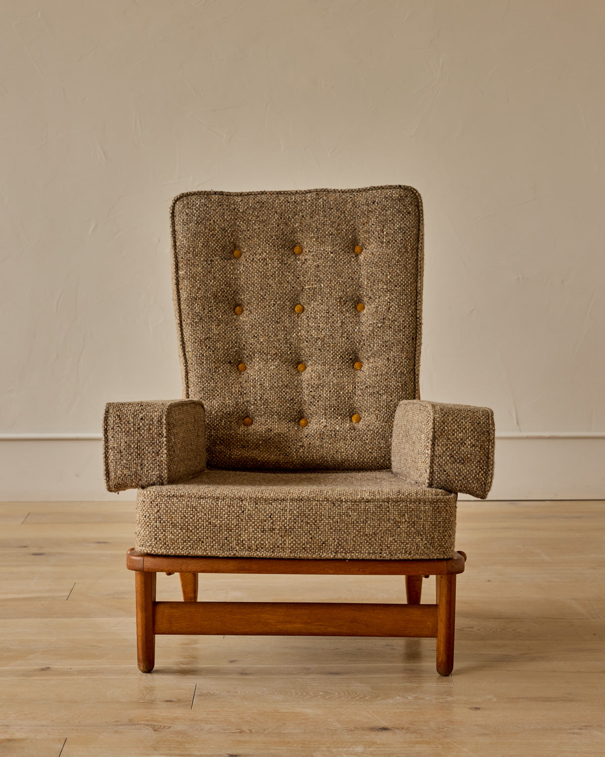 Mid-Century French Oak Armchair by Guillerme and Chambron