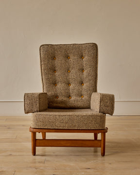 Mid-Century French Oak Armchair by Guillerme and Chambron