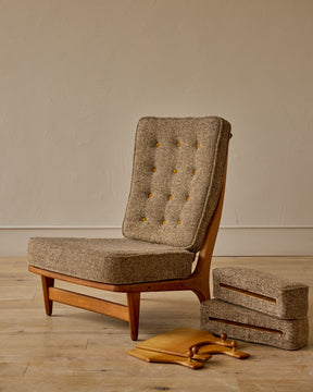Mid-Century French Oak Armchair by Guillerme and Chambron