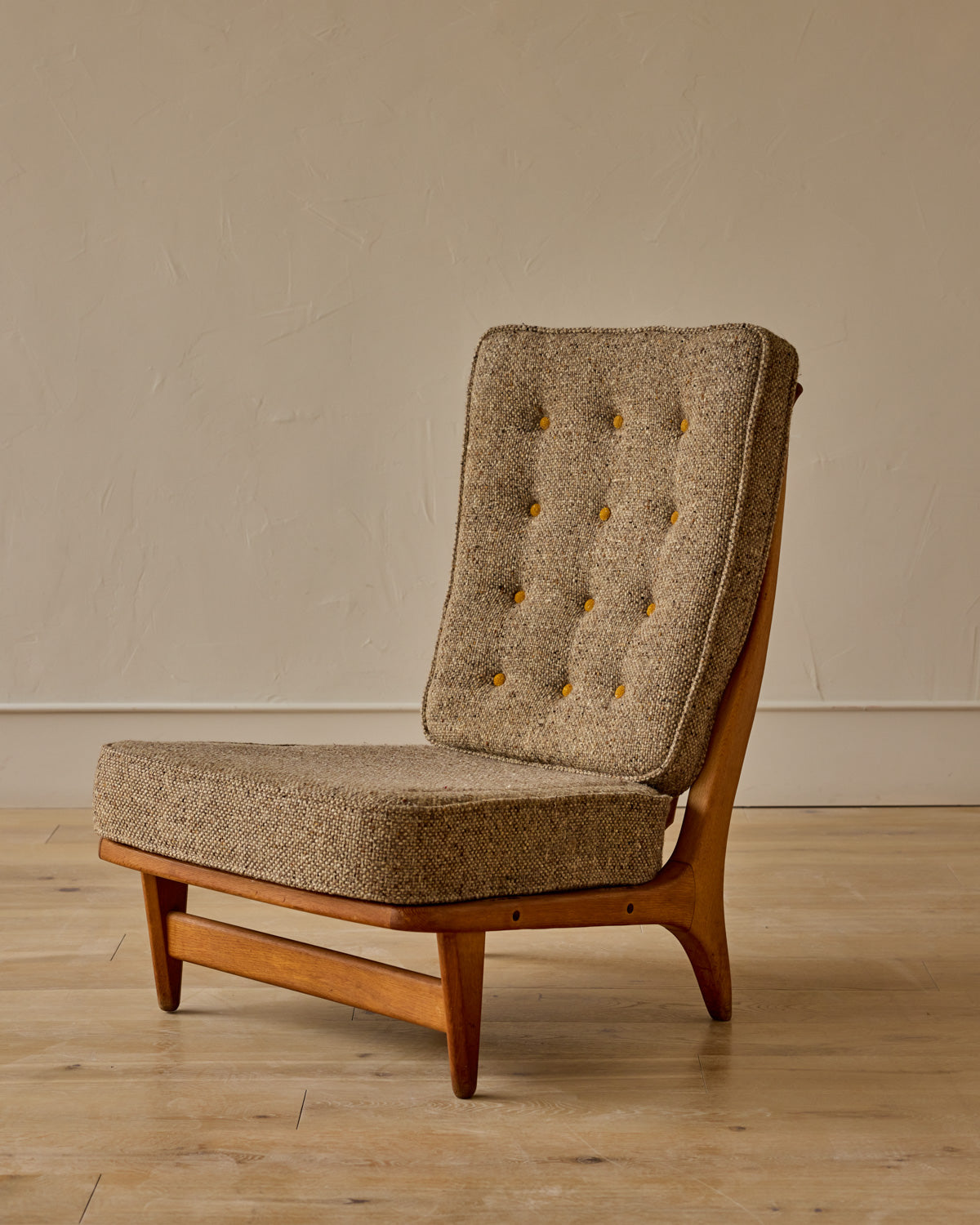 Mid-Century French Oak Armchair by Guillerme and Chambron