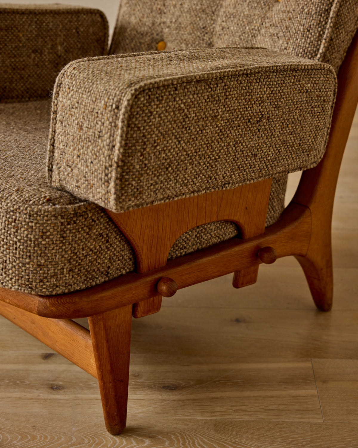 Mid-Century French Oak Armchair by Guillerme and Chambron