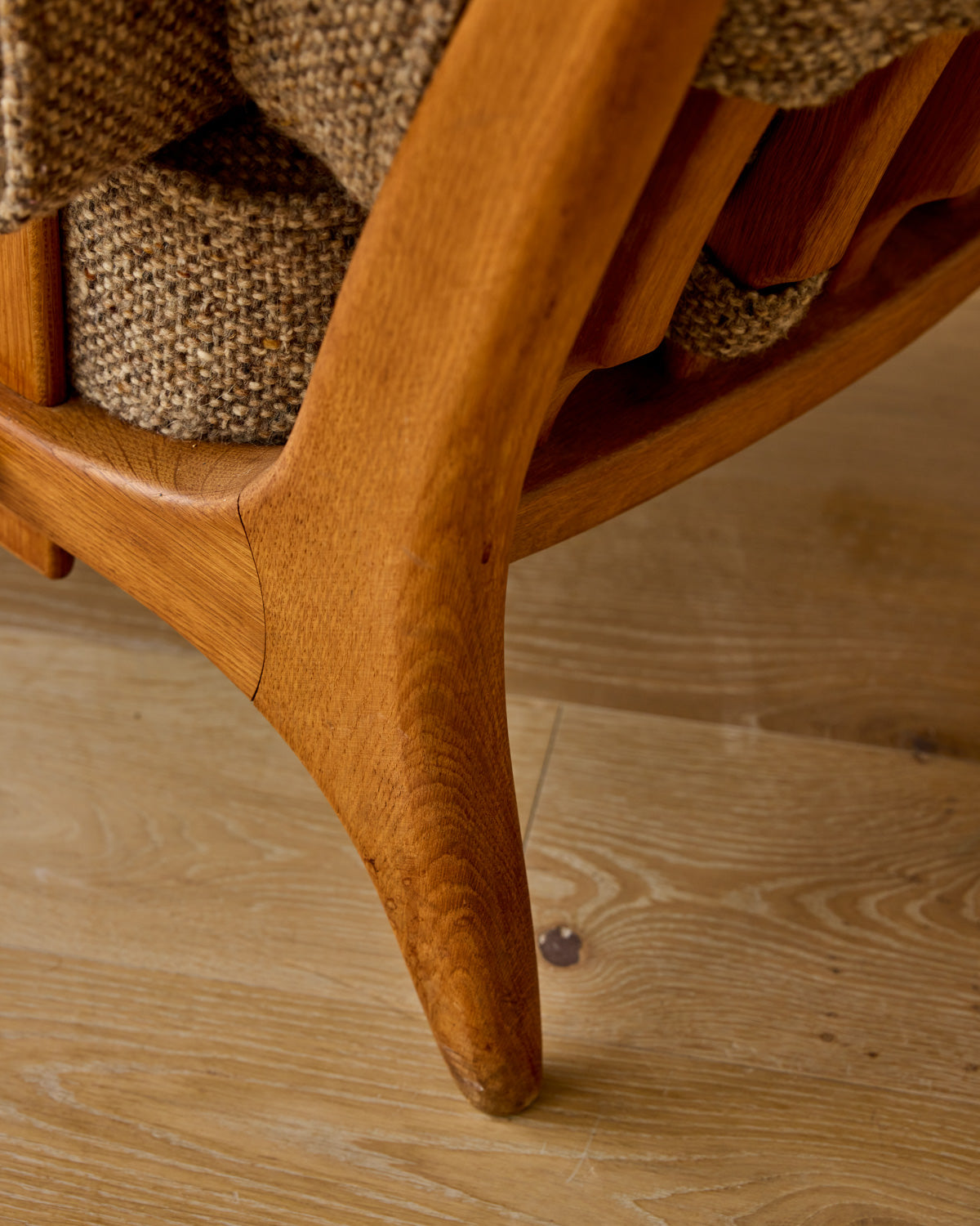 Mid-Century French Oak Armchair by Guillerme and Chambron