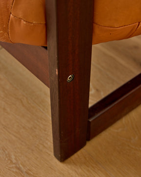 Rosewood + Butterscotch Leather Sofa by Percival Lafer