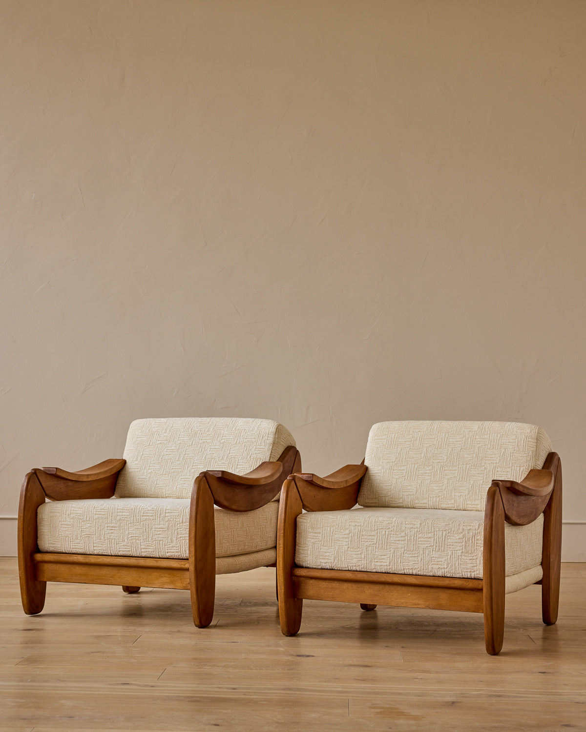 Pair of Italian Walnut Lounge Chairs