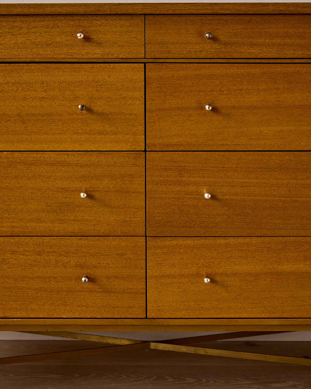 Mid-Century Brass "X" Base Double Dresser by Paul McCobb