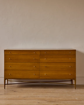 Mid-Century Brass "X" Base Double Dresser by Paul McCobb II