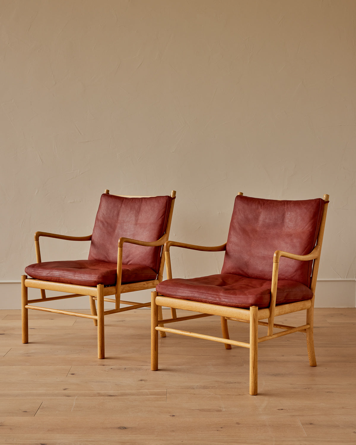Red Leather Ole Wanscher "Colonial Easy Chairs"