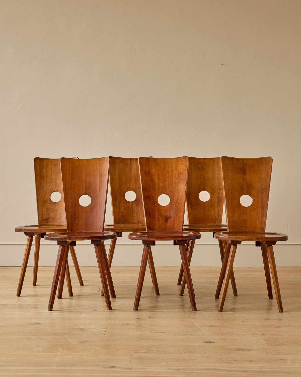 Simple Beech Dining Chairs with Cut-Outs