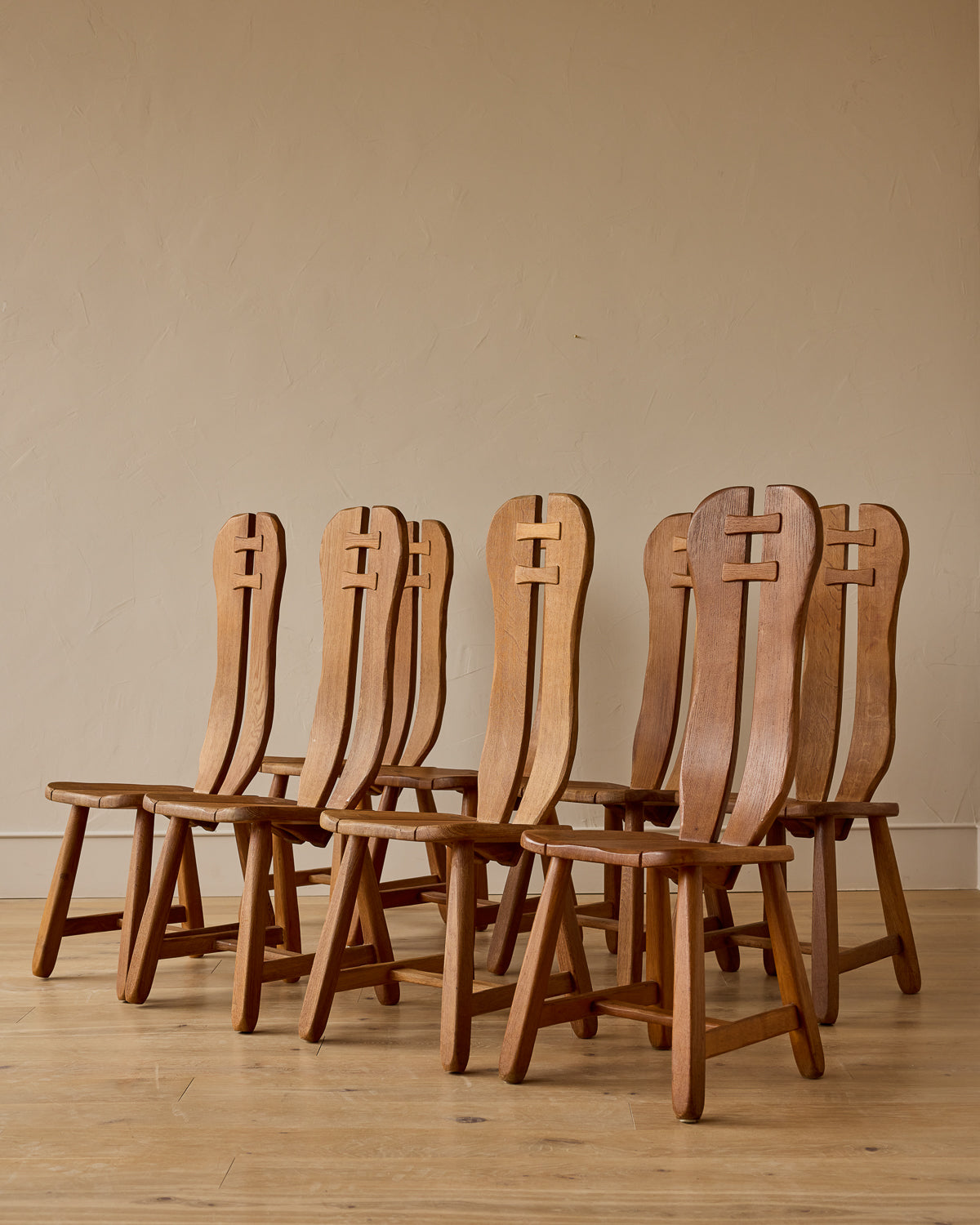 High Back Belgian Oak Chairs