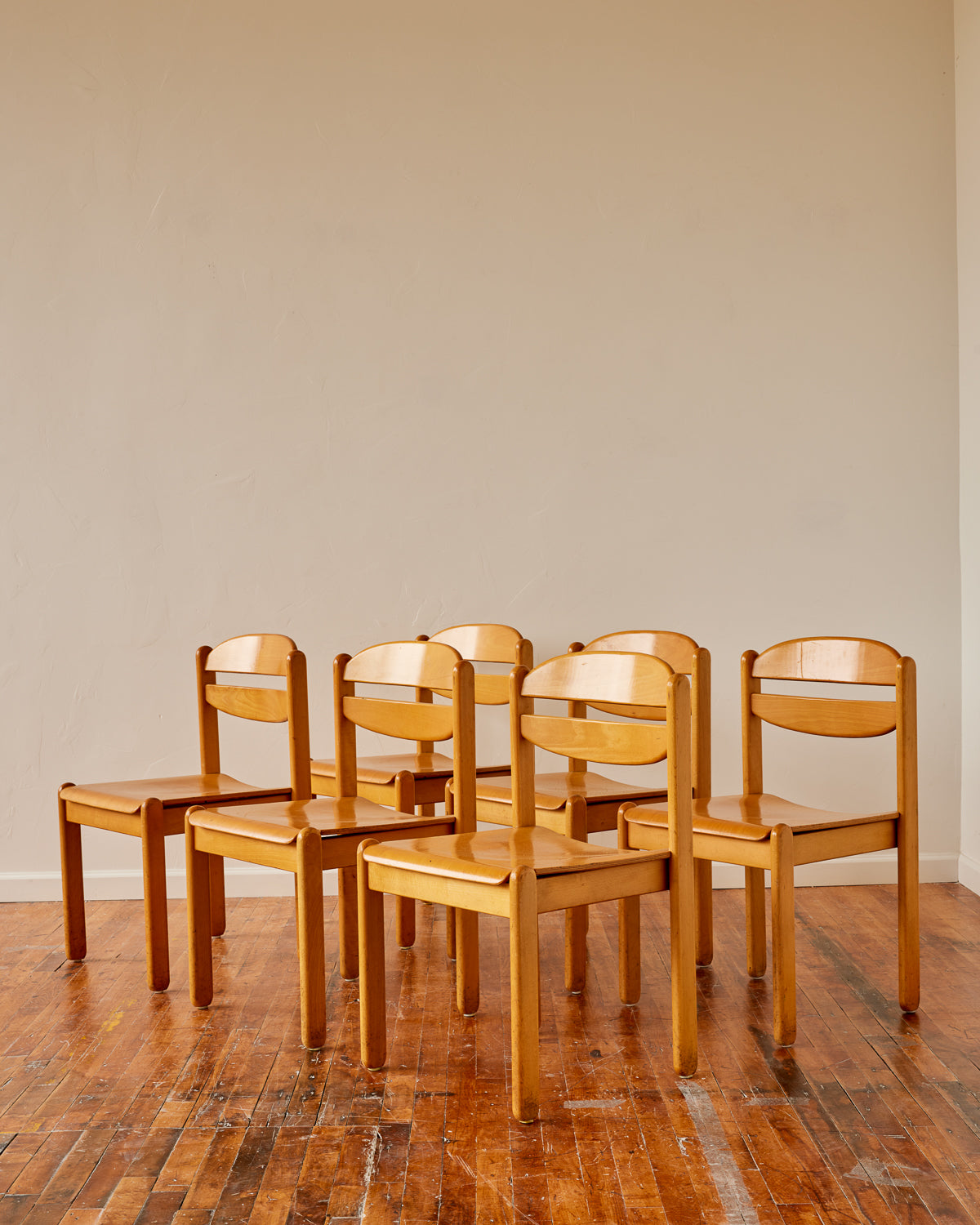 Mid-Century Blonde Dining Chairs - Set of 6