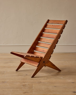 Pine Folding High Back Lounge Chair