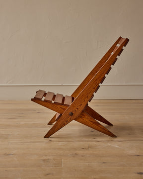 Pine Folding High Back Lounge Chair