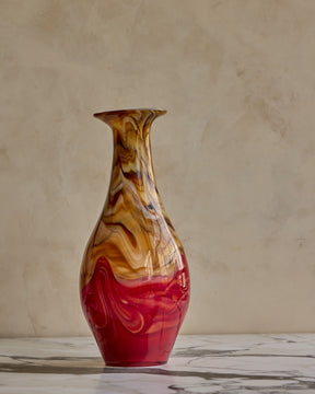 Flared Neck Red Glass Vase