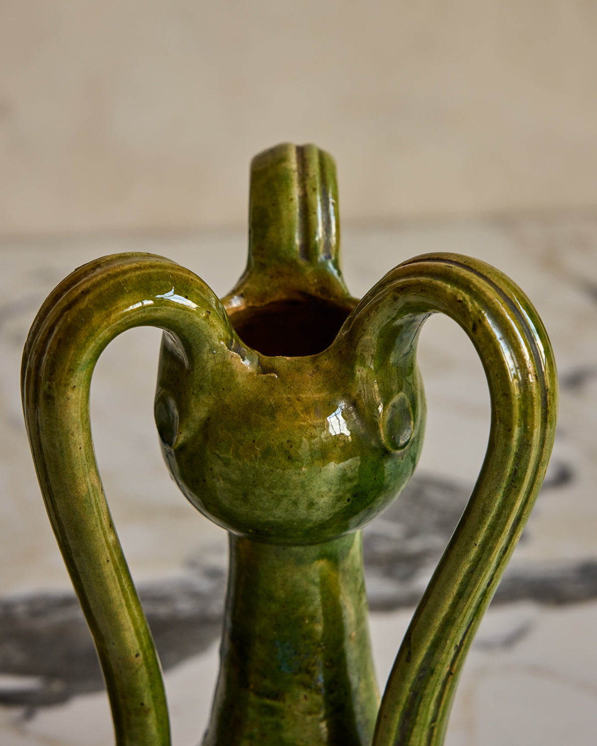 Green Three Handled Vase