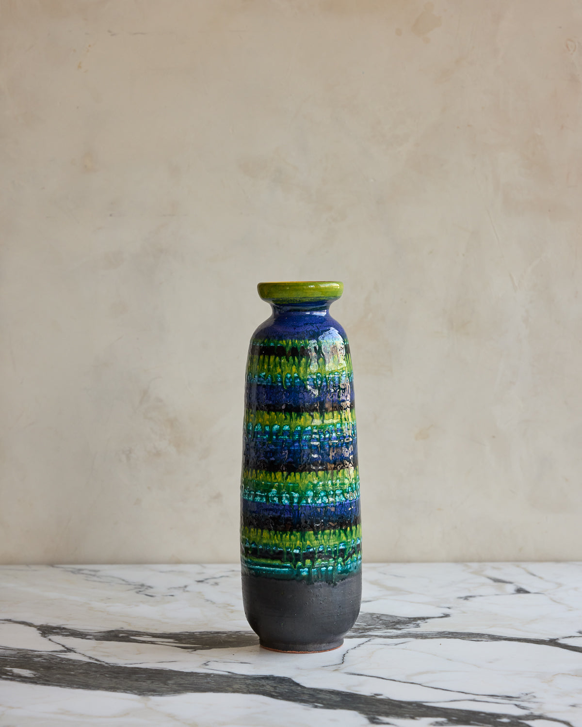 Tall Green + Blue Hungarian Vase