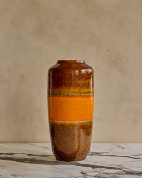 West German 18" Fat Lava Vessel with Orange Stripe