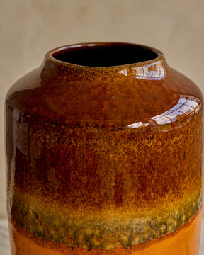 West German 18" Fat Lava Vessel with Orange Stripe
