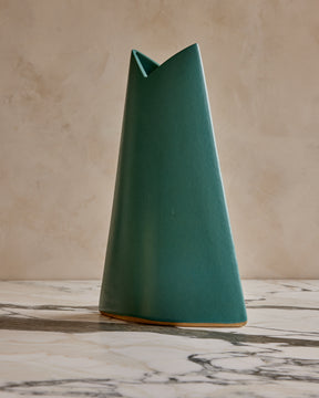 Green Ceramic Notch Top Vase