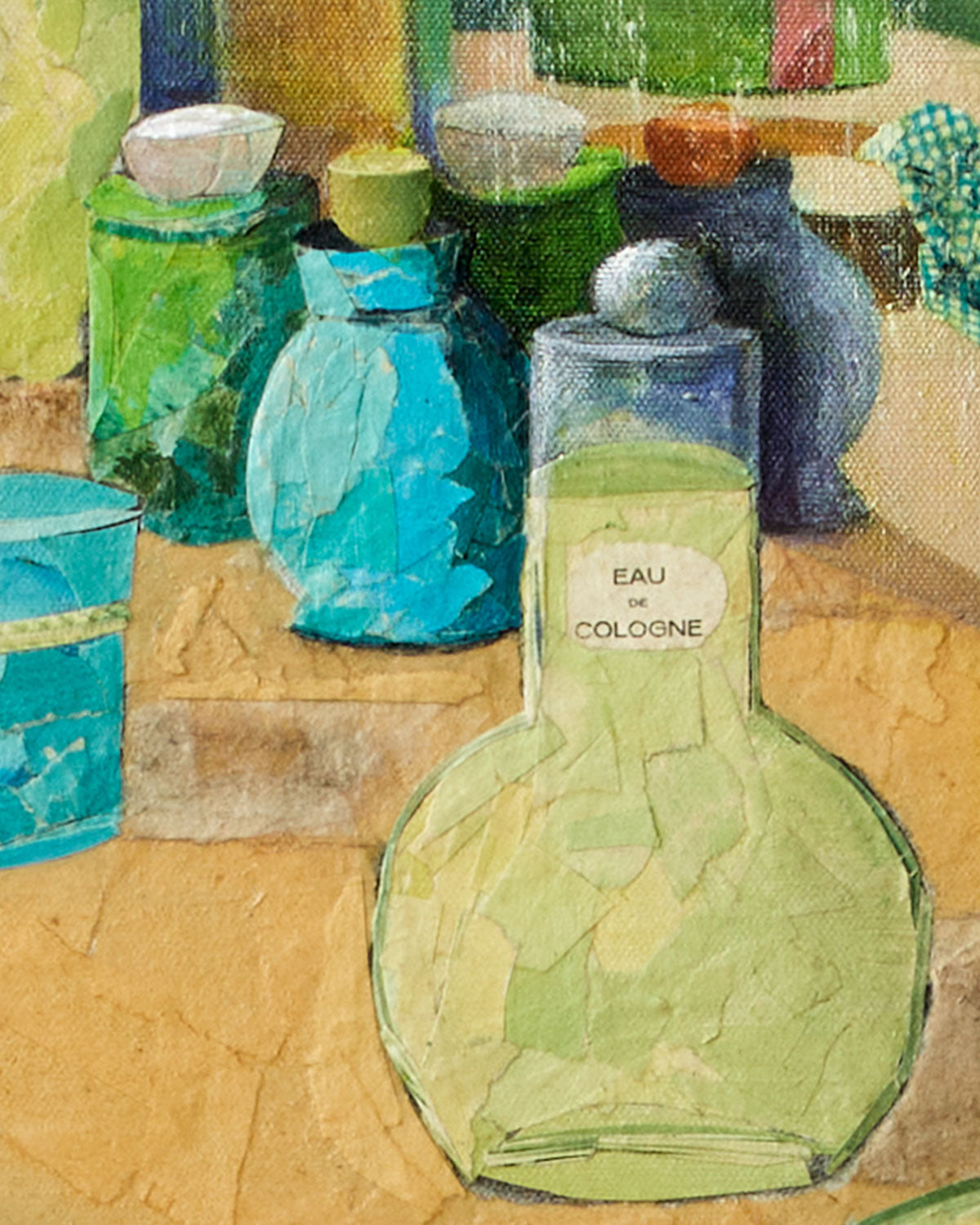 Vanity Bottles Collage Painting