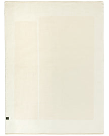 Soft baby alpaca reversible blanket with ivory and white rectangles