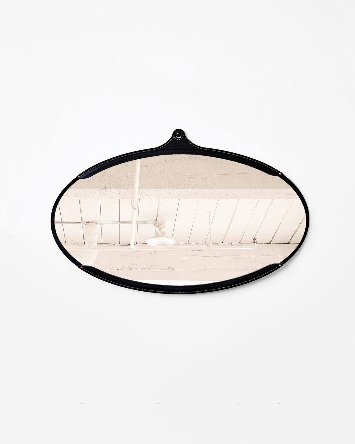Fairmount Leather Wide Oval Mirror - Black