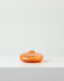 Handmade orange glass vase. Bud vase, glass vessel