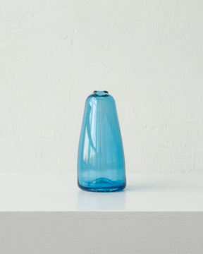 Handmade blue glass vase. Bud vase, glass vessel