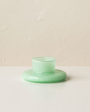 Handmade mint green glass tea light holder