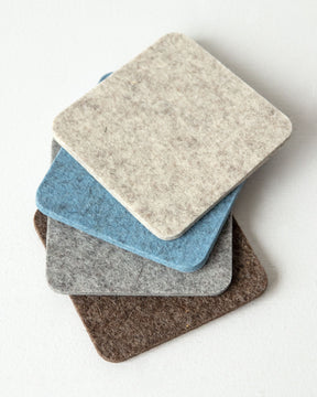 Multicolored Merino Wool Coasters with Leather Tray
