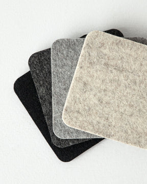 Multicolored Merino Wool Coasters with Leather Tray