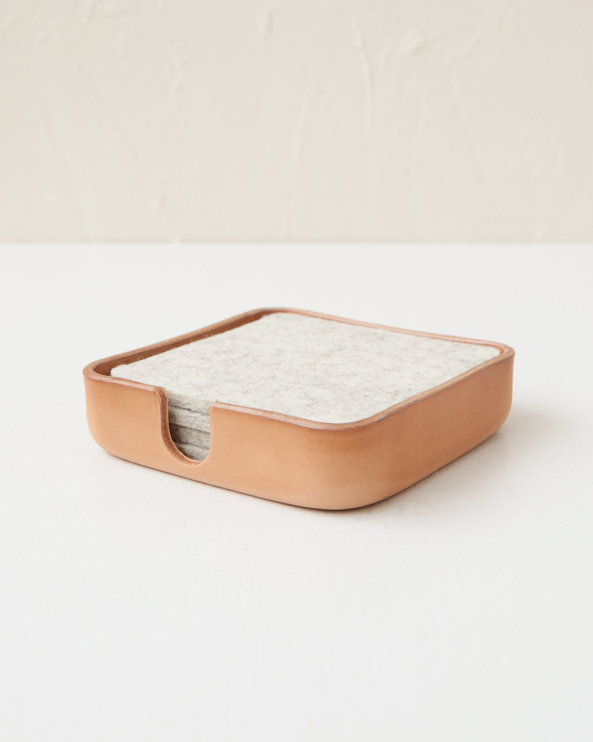 Merino Wool Coasters with Leather Tray
