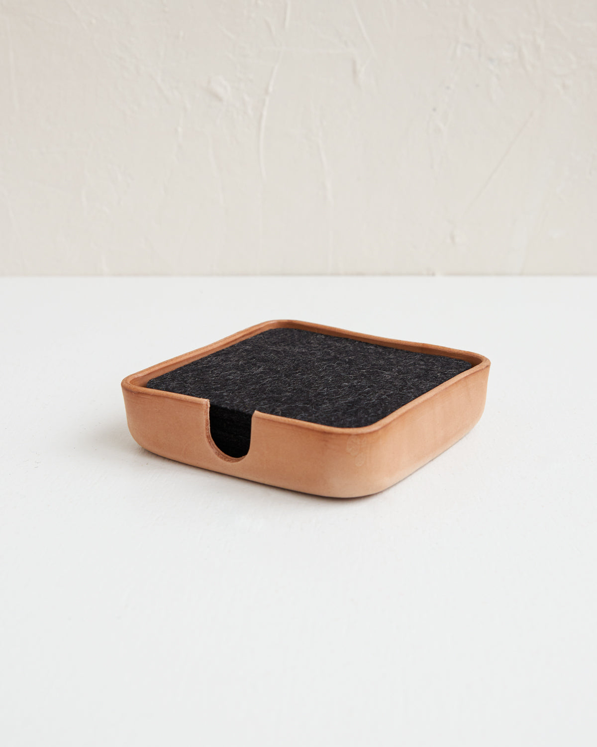 Merino Wool Coasters with Leather Tray