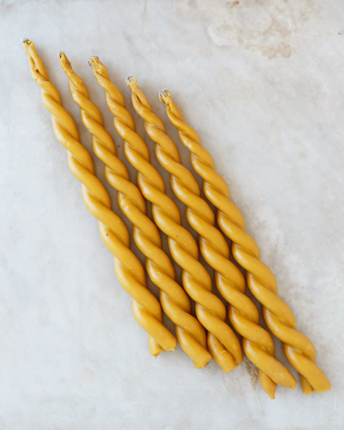 Large twisted handmade golden beeswax candles