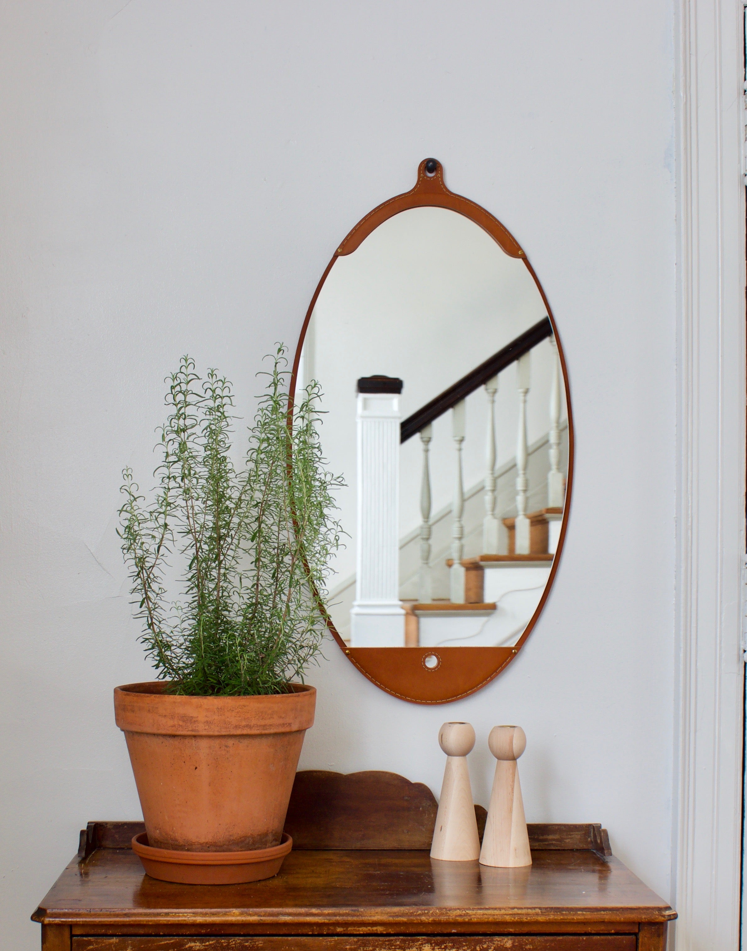 Fairmount Long Oval Leather Mirror Fairmount Long Oval Leather Mirror