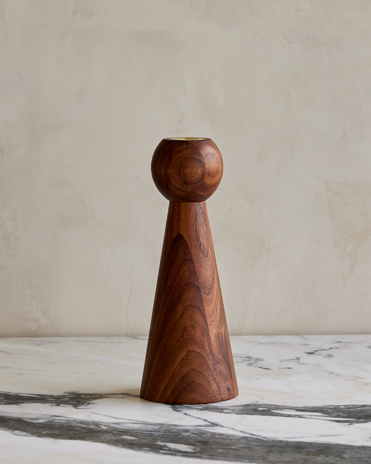 Black walnut Bella wooden candle holder with gently tapered base