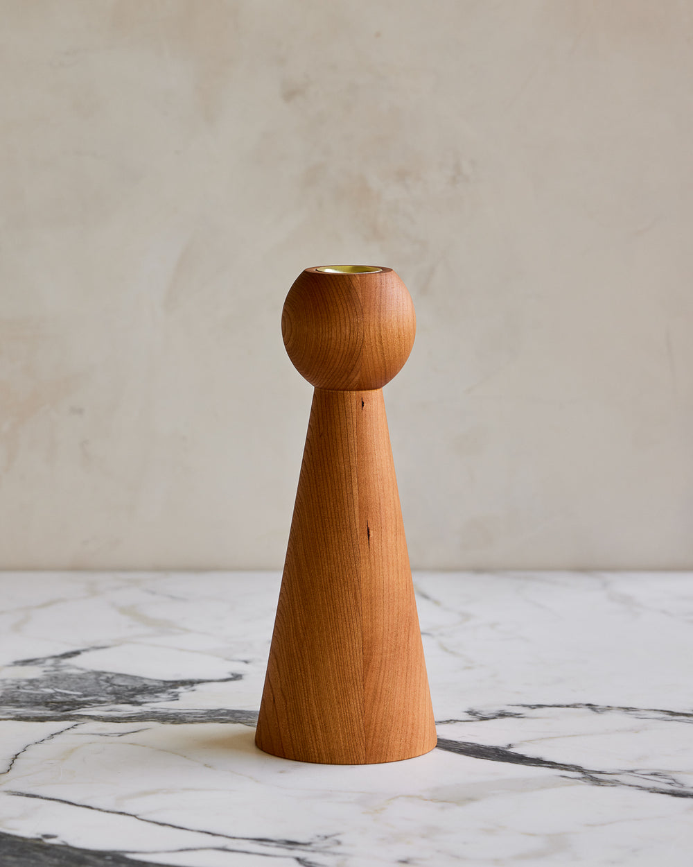 Cherry Bella wooden candle holder with gently tapered base #style_bella