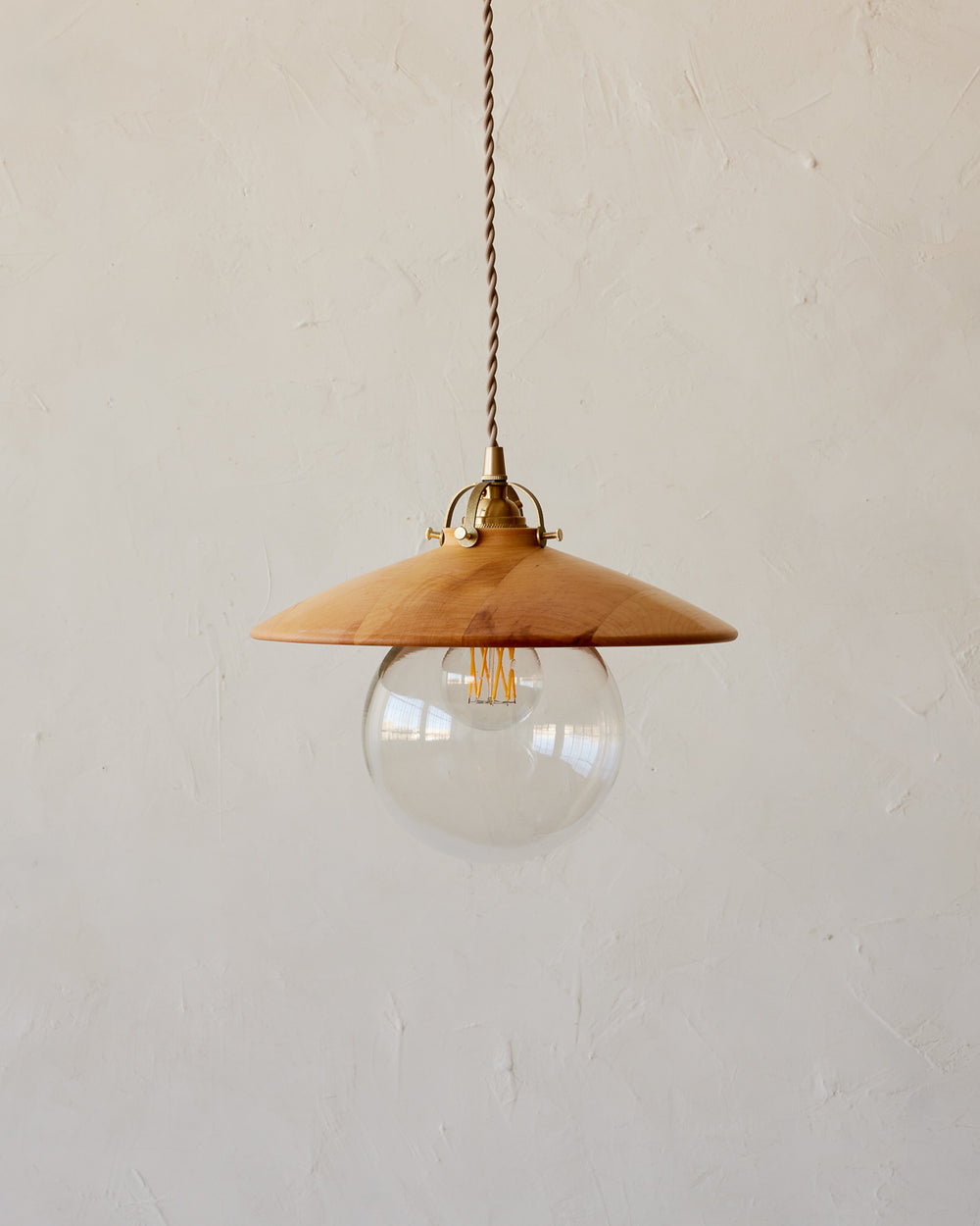 #shade-finish_natural maple #Cord-Color---Glass_Beige Cord - Clear Globe