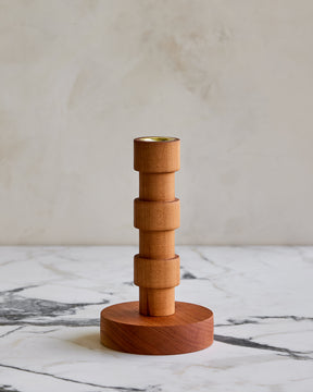Short modern cherry Franc wooden candle holder