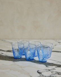 Rice Patterned Tumblers - Set of 6 - Blue