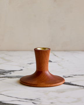 Cherry wooden trumpet petite candle holder