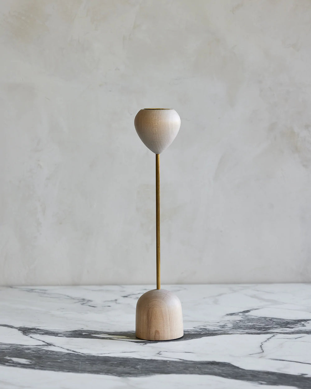 Modern maple and brass flower inspired candle holder #wood-finish_clear maple #size_large