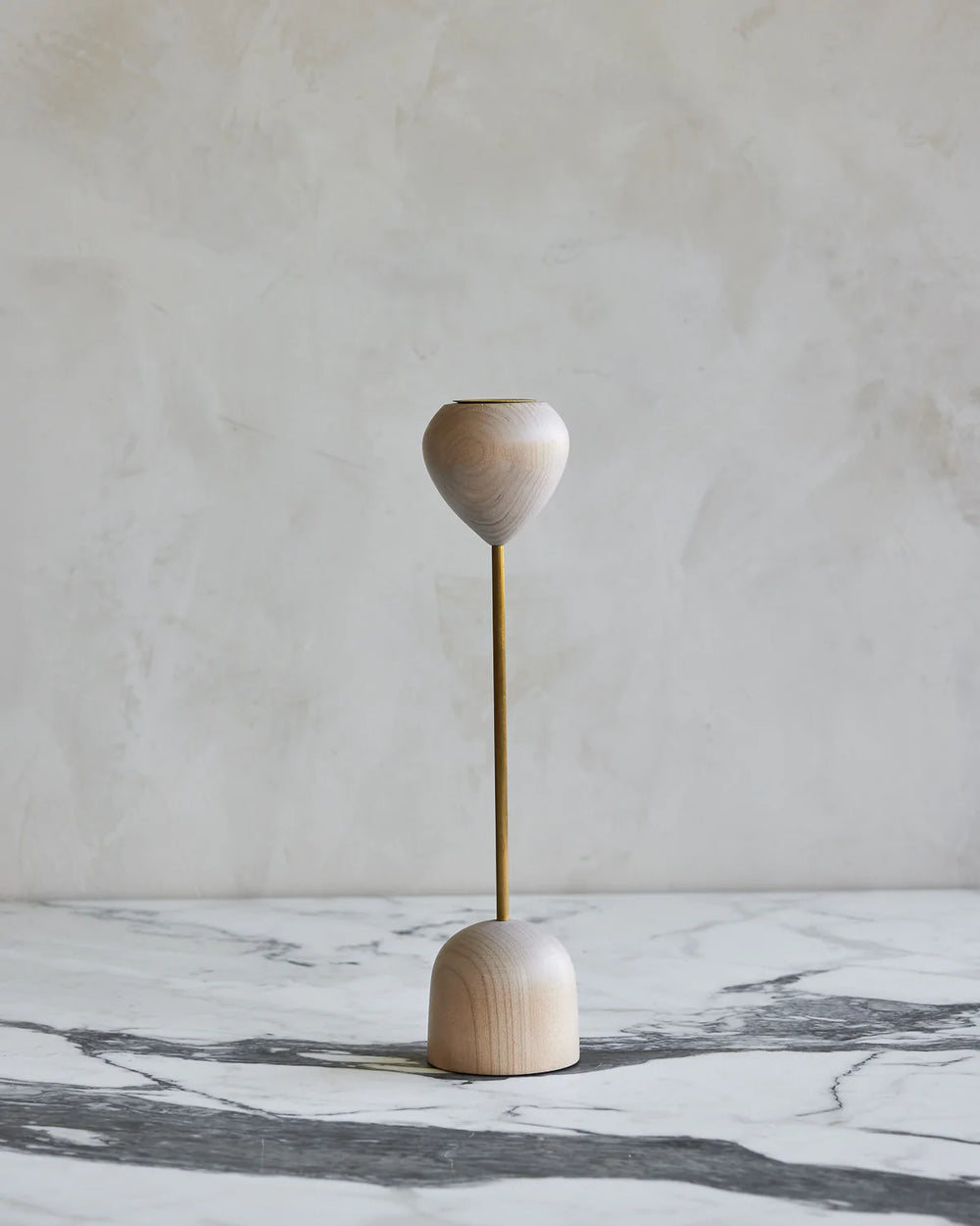 Modern maple and brass flower inspired candle holder #wood-finish_clear maple #size_medium