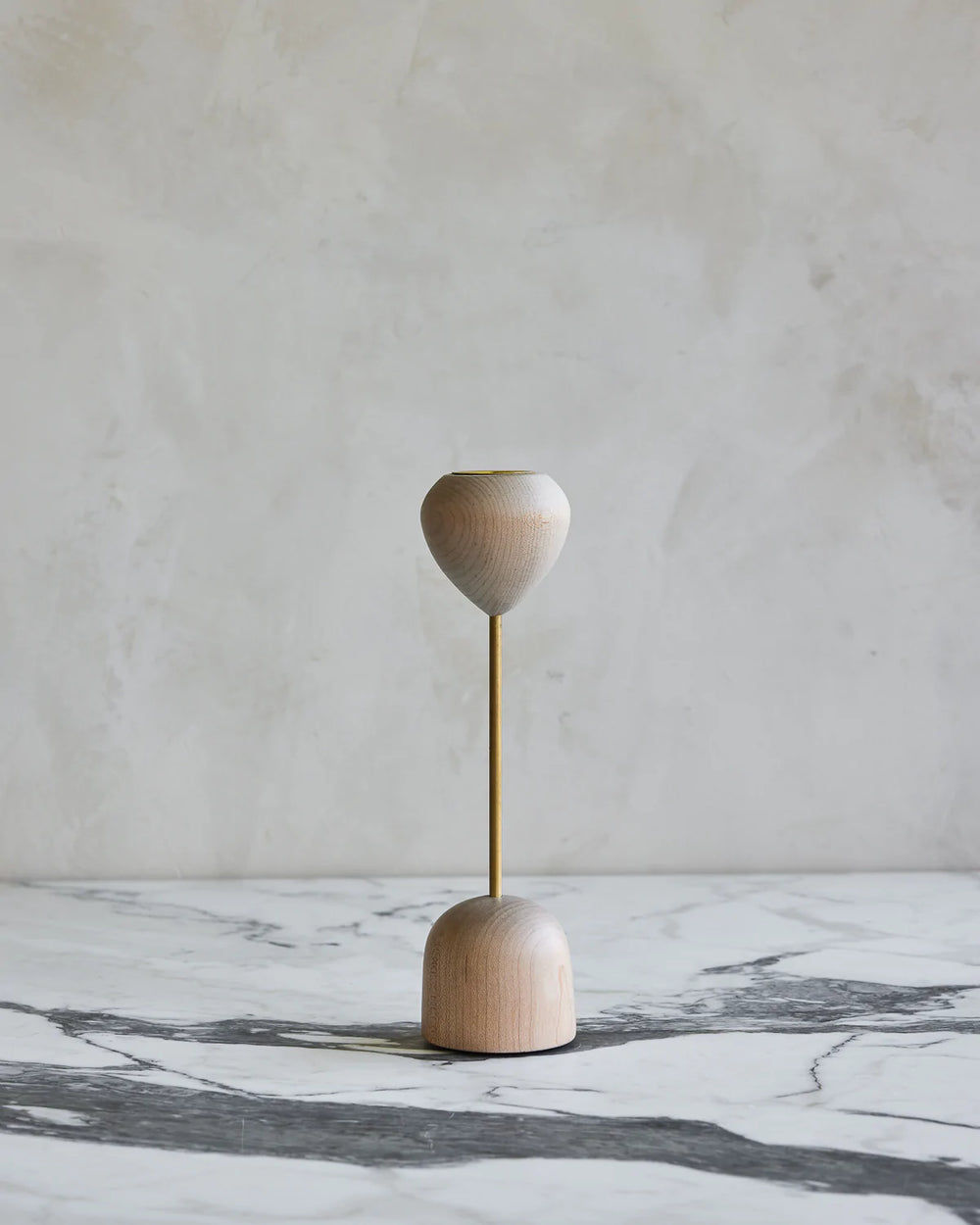 Modern maple and brass flower inspired candle holder #wood-finish_clear maple #size_small