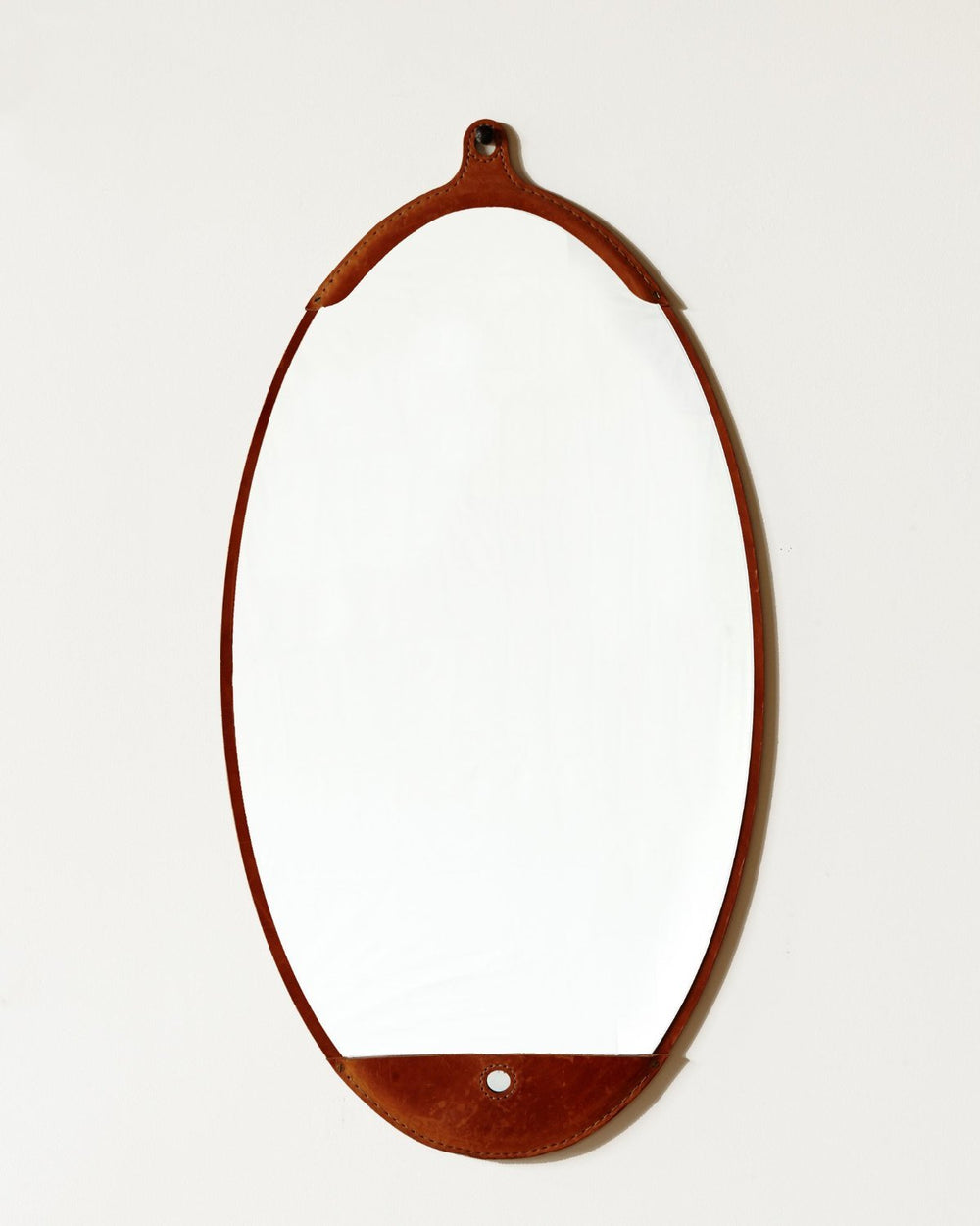 Lostine Fairmount leather long oval mirror usa  #leather-finish_tan harness 
