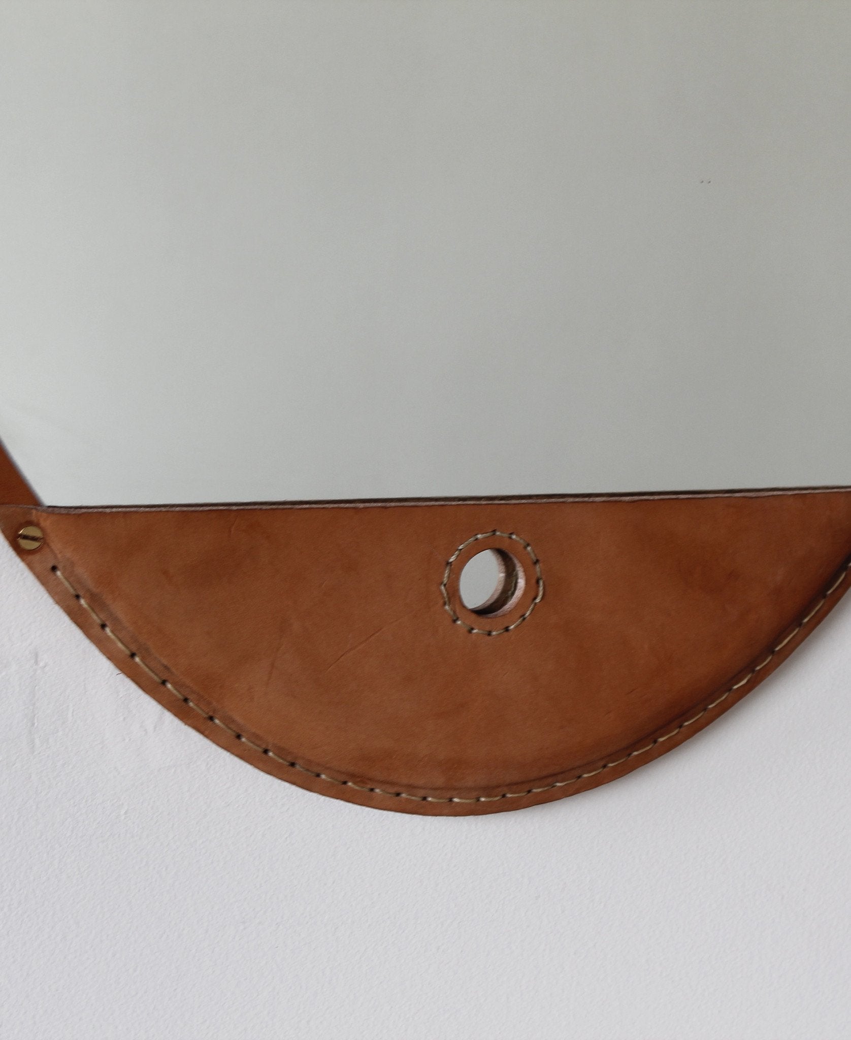 Lostine fairmount leather frame mirror long oval