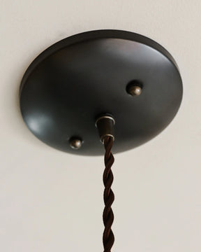Small Pendant light with clear glass globe and decorative matte black ceramic shade